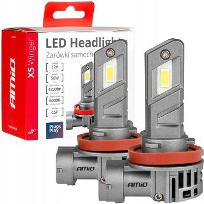 Amio Żarówki samochodowe LED seria X5 Winger H8 H9 H11 6000K Canbus Amio Żarówki samochodowe LED seria X5 Winger H8 H9 H11 6000K Canbus