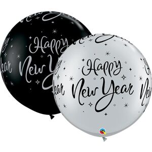 ABC Balony lateksowe Happy New Year srebrny czarny ABC Balony lateksowe Happy New Year srebrny czarny