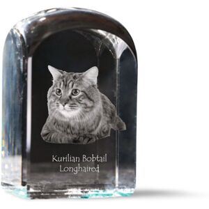 Kurylski bobtail długowłosy - kryształowa kostka ze zdjęciem, zdjęcie kota w krysztale, sześcienny przycisk do papieru marki Art-Dog Kurylski bobtail długowłosy - kryształowa kostka ze zdjęciem, zdjęcie kota w krysztale, sześcienny przycisk do papieru marki Art-Dog