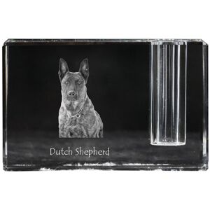 Owczarek holenderski, Dutch Shepherd Dog - stojak na długopis, kryształowy organizer ze zdjęciem psa, unikatowa ozdoba biurka marki Art-Dog Owczarek holenderski, Dutch Shepherd Dog - stojak na długopis, kryształowy organizer ze zdjęciem psa, unikatowa ozdoba biurka marki Art-Dog