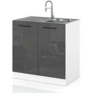 Hurtownia Mebli szafka kuchenna modułowa stojąca pod zlewozmywak 80cm spremium szary połysk Hurtownia Mebli szafka kuchenna modułowa stojąca pod zlewozmywak 80cm spremium szary połysk