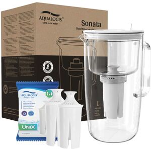 Aqualogis Szklany dzbanek filtrujący Sonata Biały + 2 wkłady UniX Aqualogis Szklany dzbanek filtrujący Sonata Biały + 2 wkłady UniX