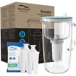 Aqualogis Szklany dzbanek filtrujący Sonata Niebieski + 2 wkłady UniX Aqualogis Szklany dzbanek filtrujący Sonata Niebieski + 2 wkłady UniX