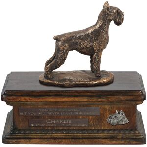 Sznaucer, Schnauzer II - skrzynia na psie pamiątki, personalizowana skrzynia ze statuetką, drewniana skrzynia z psem marki Art-Dog Sznaucer, Schnauzer II - skrzynia na psie pamiątki, personalizowana skrzynia ze statuetką, drewniana skrzynia z psem marki Art-Dog