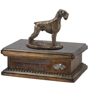 Sznaucer, Schnauzer IV - skrzynia na psie pamiątki, personalizowana skrzynia ze statuetką, drewniana skrzynia z psem marki Art-Dog Sznaucer, Schnauzer IV - skrzynia na psie pamiątki, personalizowana skrzynia ze statuetką, drewniana skrzynia z psem marki Art-Dog