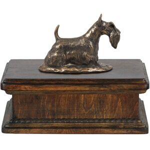 Terier szkocki, Aberdeen Terrier - skrzynia na psie pamiątki, klasyczna skrzynia ze statuetką, elegancka skrzynia z psem marki Art-Dog Terier szkocki, Aberdeen Terrier - skrzynia na psie pamiątki, klasyczna skrzynia ze statuetką, elegancka skrzynia z psem marki Art-Dog