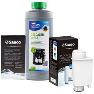Zestaw Gaggia - Filtr Saeco Intenza+ CA6702, Odkamieniacz Aqualogis Verde 500ml, Saeco CA6705/60 Środek do Obiegu Mleka Zestaw Gaggia - Filtr Saeco Intenza+ CA6702, Odkamieniacz Aqualogis Verde 500ml, Saeco CA6705/60 Środek do Obiegu Mleka
