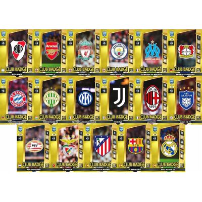 Panini 17 szt. karty piłkarskie Fans CLUB BADGE komplet 2025 FIFA ZESTAW Full SET Panini 17 szt. karty piłkarskie Fans CLUB BADGE komplet 2025 FIFA ZESTAW Full SET