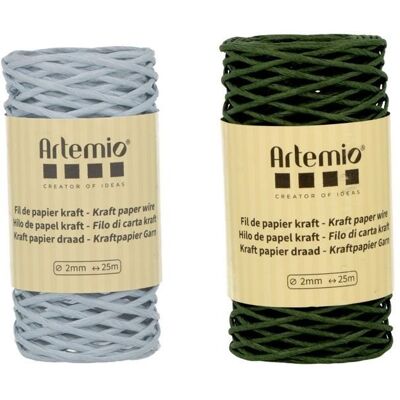 Artemio 2 szpule nici kraft niebieski delikatny/zielony butelkowy 2mm x 25 m Artemio 2 szpule nici kraft niebieski delikatny/zielony butelkowy 2mm x 25 m