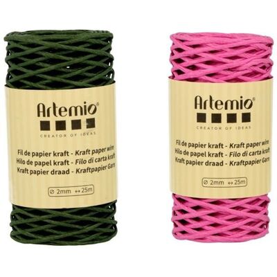 Artemio 2 szpule sznurka kraft w kolorze butelkowej zieleni/fuksji 2mm x 25 m Artemio 2 szpule sznurka kraft w kolorze butelkowej zieleni/fuksji 2mm x 25 m