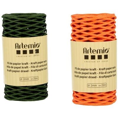 Artemio 2 szpule sznurka kraft w kolorze butelkowej zieleni/pomarańczowym 2mm x 25 m Artemio 2 szpule sznurka kraft w kolorze butelkowej zieleni/pomarańczowym 2mm x 25 m