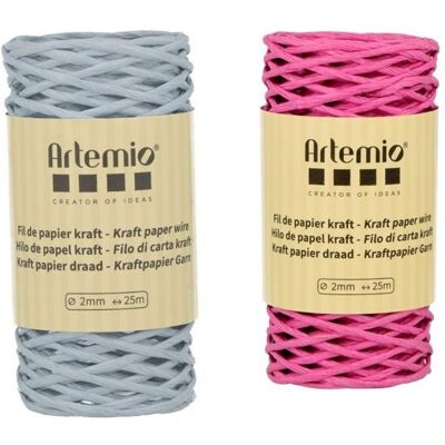 Artemio 2 szpulki nici kraft niebieskiej miękkiej/fuksjowej 2mm x 25 m Artemio 2 szpulki nici kraft niebieskiej miękkiej/fuksjowej 2mm x 25 m