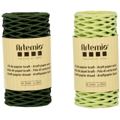 Artemio 2 szpulki sznura kraft w kolorze butelkowej zieleni/zieleni anisowej 2mm x 25 m Artemio 2 szpulki sznura kraft w kolorze butelkowej zieleni/zieleni anisowej 2mm x 25 m