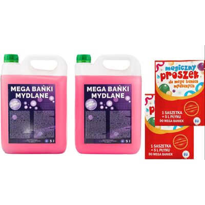 Płyn do baniek mydlanych 10L + proszek na kolejne 10L, Mega Fun Płyn do baniek mydlanych 10L + proszek na kolejne 10L, Mega Fun