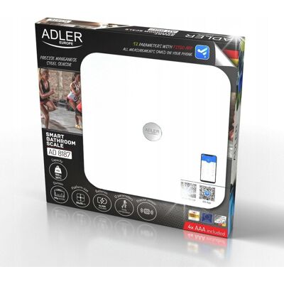 Adler AD 8187 White Waga łazienkowa analityczna - Smart - aplikacja FitGo Adler AD 8187 White Waga łazienkowa analityczna - Smart - aplikacja FitGo
