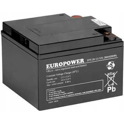 Inny producent Akumulator AGM EUROPOWER serii EPS 12V 28Ah (Żywotność 8-12 lat) Inny producent Akumulator AGM EUROPOWER serii EPS 12V 28Ah (Żywotność 8-12 lat)