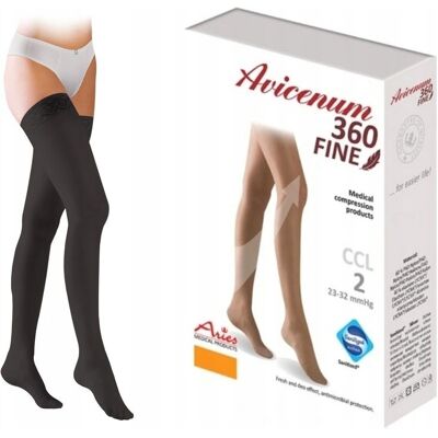 Aries Avicenum 360 Fine Pończochy Uciskowe Ccl2 Koronka Zam Czarne M Normal Aries Avicenum 360 Fine Pończochy Uciskowe Ccl2 Koronka Zam Czarne M Normal