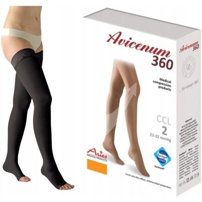 Aries Avicenum 360 Pończochy Uciskowe Ccl2 Koronka Otwarte Czarne M Normal Aries Avicenum 360 Pończochy Uciskowe Ccl2 Koronka Otwarte Czarne M Normal
