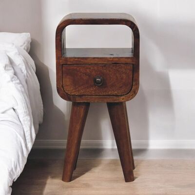 ABC Artisan Furniture Table de chevet extra mini avec niche ouverte en bois massif finition châtaignier ABC Artisan Furniture Table de chevet extra mini avec niche ouverte en bois massif finition châtaignier