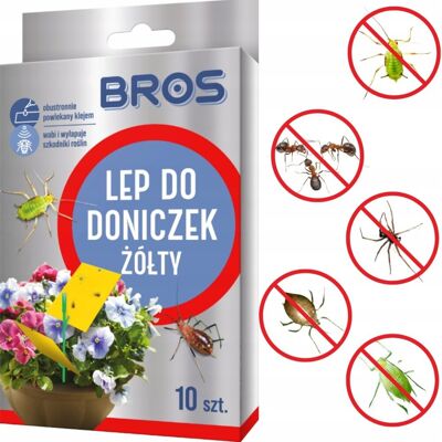 BROS LEP DO DONICZEK ŻÓŁTY, NA MSZYCE ZIEMIÓRKI I INNE SZKODNIKI 10 SZT. BROS LEP DO DONICZEK ŻÓŁTY, NA MSZYCE ZIEMIÓRKI I INNE SZKODNIKI 10 SZT.