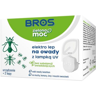 Bros Zielona Moc elektro lep na owady z lampką UV urządzenie + 2 wkłady Bros Zielona Moc elektro lep na owady z lampką UV urządzenie + 2 wkłady