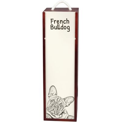 Buldog francuski - pudełko na wino z psem, pudełko na alkohol z grafiką, personalizowane pudełko na prezent marki Art-Dog Buldog francuski - pudełko na wino z psem, pudełko na alkohol z grafiką, personalizowane pudełko na prezent marki Art-Dog