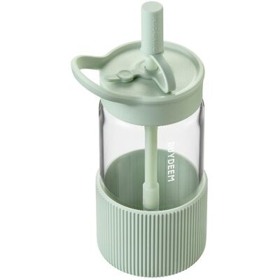 ABC BUYDEEM Portable Glass Straw Bottle 550ml, model DG425, color Cozy Greenish ABC BUYDEEM Portable Glass Straw Bottle 550ml, model DG425, color Cozy Greenish