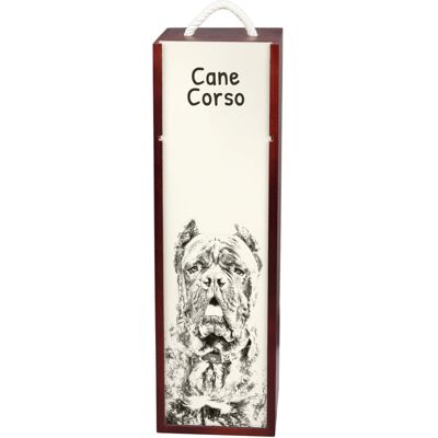 Cane Corso Italiano - pudełko na wino z psem, pudełko na alkohol z grafiką, personalizowane pudełko na prezent marki Art-Dog Cane Corso Italiano - pudełko na wino z psem, pudełko na alkohol z grafiką, personalizowane pudełko na prezent marki Art-Dog
