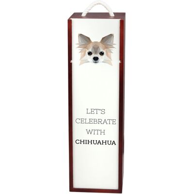 Chihuahua długowłosy - geometryczne pudełko ze zdjęciem i napisem na wino marki Art-Dog Chihuahua długowłosy - geometryczne pudełko ze zdjęciem i napisem na wino marki Art-Dog