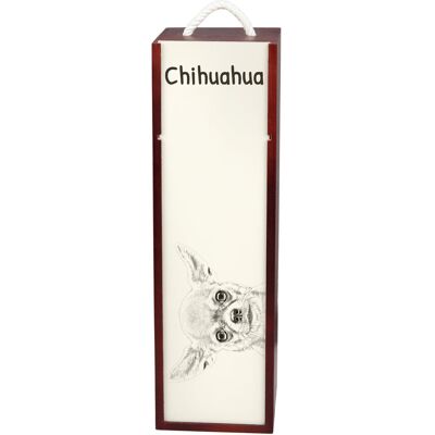Chihuahua krótkowłosy - pudełko na wino z psem, pudełko na alkohol z grafiką, personalizowane pudełko na prezent marki Art-Dog Chihuahua krótkowłosy - pudełko na wino z psem, pudełko na alkohol z grafiką, personalizowane pudełko na prezent marki Art-Dog