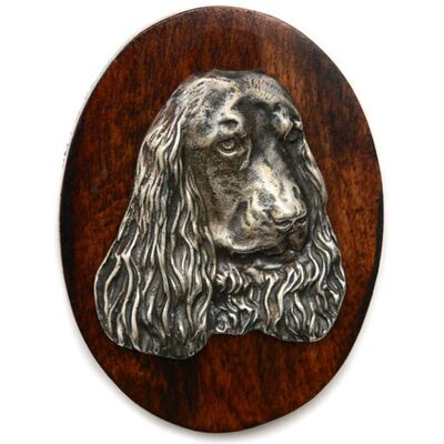 Art-Dog - Clumber Spaniel - Drewno - Srebrna głowa - Odznaka Art-Dog - Clumber Spaniel - Drewno - Srebrna głowa - Odznaka