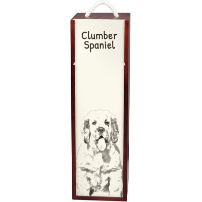 Clumber Spaniel - pudełko na wino z psem, pudełko na alkohol z grafiką, personalizowane pudełko na prezent marki Art-Dog Clumber Spaniel - pudełko na wino z psem, pudełko na alkohol z grafiką, personalizowane pudełko na prezent marki Art-Dog