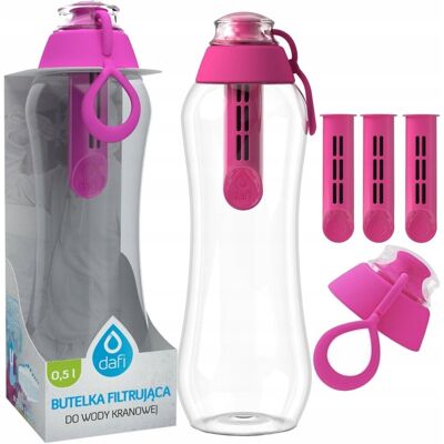 Dafi Soft Różowa butelka filtrująca 0,5l + 4 filtry + nakrętka Dafi Soft Różowa butelka filtrująca 0,5l + 4 filtry + nakrętka