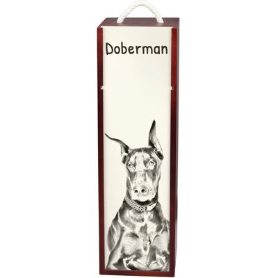 Doberman, Dobermann I - pudełko na wino z psem, pudełko na alkohol z grafiką, personalizowane pudełko na prezent marki Art-Dog Doberman, Dobermann I - pudełko na wino z psem, pudełko na alkohol z grafiką, personalizowane pudełko na prezent marki Art-Dog