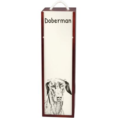 Doberman, Dobermann - pudełko na wino z psem, pudełko na alkohol z grafiką, personalizowane pudełko na prezent marki Art-Dog Doberman, Dobermann - pudełko na wino z psem, pudełko na alkohol z grafiką, personalizowane pudełko na prezent marki Art-Dog