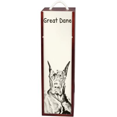Dog niemiecki - pudełko na wino z psem, pudełko na alkohol z grafiką, personalizowane pudełko na prezent marki Art-Dog Dog niemiecki - pudełko na wino z psem, pudełko na alkohol z grafiką, personalizowane pudełko na prezent marki Art-Dog