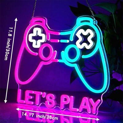 Compliment Duży neon Led USB Lampka na ścianę Napis do pokoju Gamepad Lets play Compliment Duży neon Led USB Lampka na ścianę Napis do pokoju Gamepad Lets play