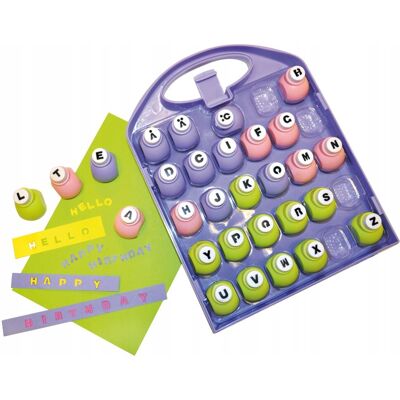 Playbox Dziurkacze ozdobne zestaw dziurkaczy LITERKI 29szt Playbox Dziurkacze ozdobne zestaw dziurkaczy LITERKI 29szt