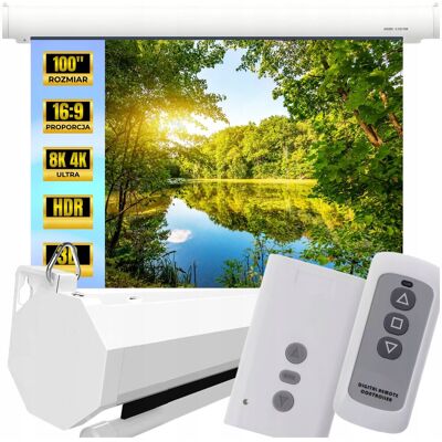 Heelly EKRAN PROJEKCYJNY ŚCIENNY ELEKTRYCZNY AUTOMATYCZNY PILOT 100' CALI RZUTNIKA Heelly EKRAN PROJEKCYJNY ŚCIENNY ELEKTRYCZNY AUTOMATYCZNY PILOT 100' CALI RZUTNIKA