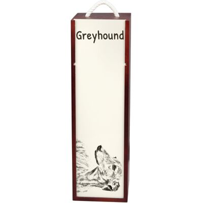 Greyhound, Chart angielski - pudełko na wino z psem, pudełko na alkohol z grafiką, personalizowane pudełko na prezent marki Art-Dog Greyhound, Chart angielski - pudełko na wino z psem, pudełko na alkohol z grafiką, personalizowane pudełko na prezent marki Art-Dog
