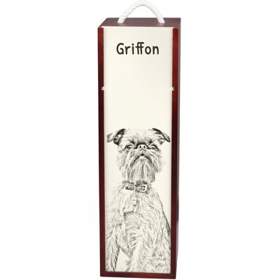 Gryfonik brukselski, Griffon bruxellois - pudełko na wino z psem, pudełko na alkohol z grafiką, personalizowane pudełko na prezent marki Art-Dog Gryfonik brukselski, Griffon bruxellois - pudełko na wino z psem, pudełko na alkohol z grafiką, personalizowane pudełko na prezent marki Art-Dog
