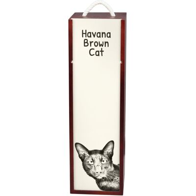 Hawana Brązowa - pudełko na wino z kotem, pudełko na alkohol z grafiką, personalizowane pudełko na prezent marki Art-Dog Hawana Brązowa - pudełko na wino z kotem, pudełko na alkohol z grafiką, personalizowane pudełko na prezent marki Art-Dog