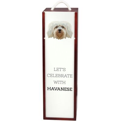 Hawańczyk, Havanese - geometryczne pudełko ze zdjęciem i napisem na wino marki Art-Dog Hawańczyk, Havanese - geometryczne pudełko ze zdjęciem i napisem na wino marki Art-Dog