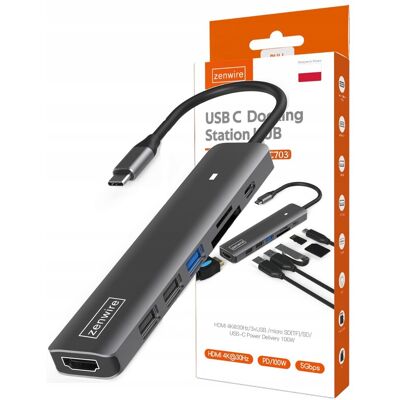 Apple HUB ADAPTER ROZDZIELACZ USB-C 7W1 HDMI 4K USB 3 SD Macbook M1 M2 M3 PRO AIR Apple HUB ADAPTER ROZDZIELACZ USB-C 7W1 HDMI 4K USB 3 SD Macbook M1 M2 M3 PRO AIR