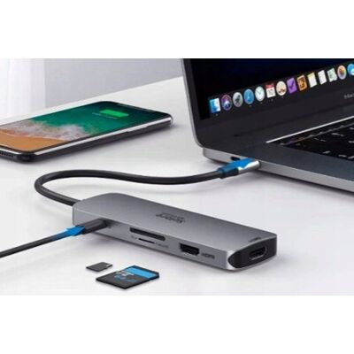 Inny producent HUB Selore adapter 8 w 1 USB-C HDMI 4K srebrny Inny producent HUB Selore adapter 8 w 1 USB-C HDMI 4K srebrny