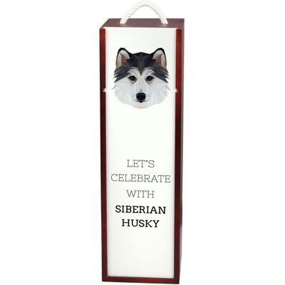 Husky syberyjski, Siberian Husky - geometryczne pudełko ze zdjęciem i napisem na wino marki Art-Dog Husky syberyjski, Siberian Husky - geometryczne pudełko ze zdjęciem i napisem na wino marki Art-Dog