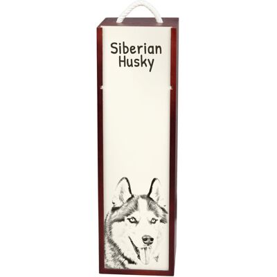 Husky syberyjski, Siberian Husky - pudełko na wino z psem, pudełko na alkohol z grafiką, personalizowane pudełko na prezent marki Art-Dog Husky syberyjski, Siberian Husky - pudełko na wino z psem, pudełko na alkohol z grafiką, personalizowane pudełko na prezent marki Art-Dog