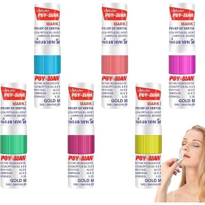 Inhalator do nosa, 6 sztuk w sztyfcie, tradycyjny tajski sztyft do inhalacji na zatkany nos lub katar, uwalnia głosy oddechowe, 100% naturalny Inhalator do nosa, 6 sztuk w sztyfcie, tradycyjny tajski sztyft do inhalacji na zatkany nos lub katar, uwalnia głosy oddechowe, 100% naturalny
