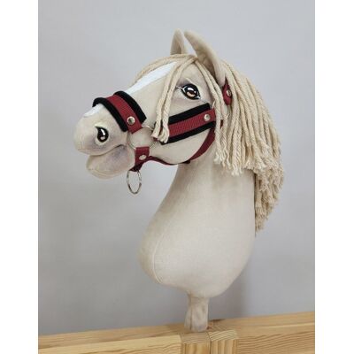 Super Kantar regulowany dla konia Hobby Horse A3 bordowy z czarnym futerkiem Super Kantar regulowany dla konia Hobby Horse A3 bordowy z czarnym futerkiem