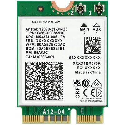 Karta sieciowa wewnętrzna Intel AX411 WiFi 6E 802.11AX 6GHz M.2 CNVio2 5374 Karta sieciowa wewnętrzna Intel AX411 WiFi 6E 802.11AX 6GHz M.2 CNVio2 5374